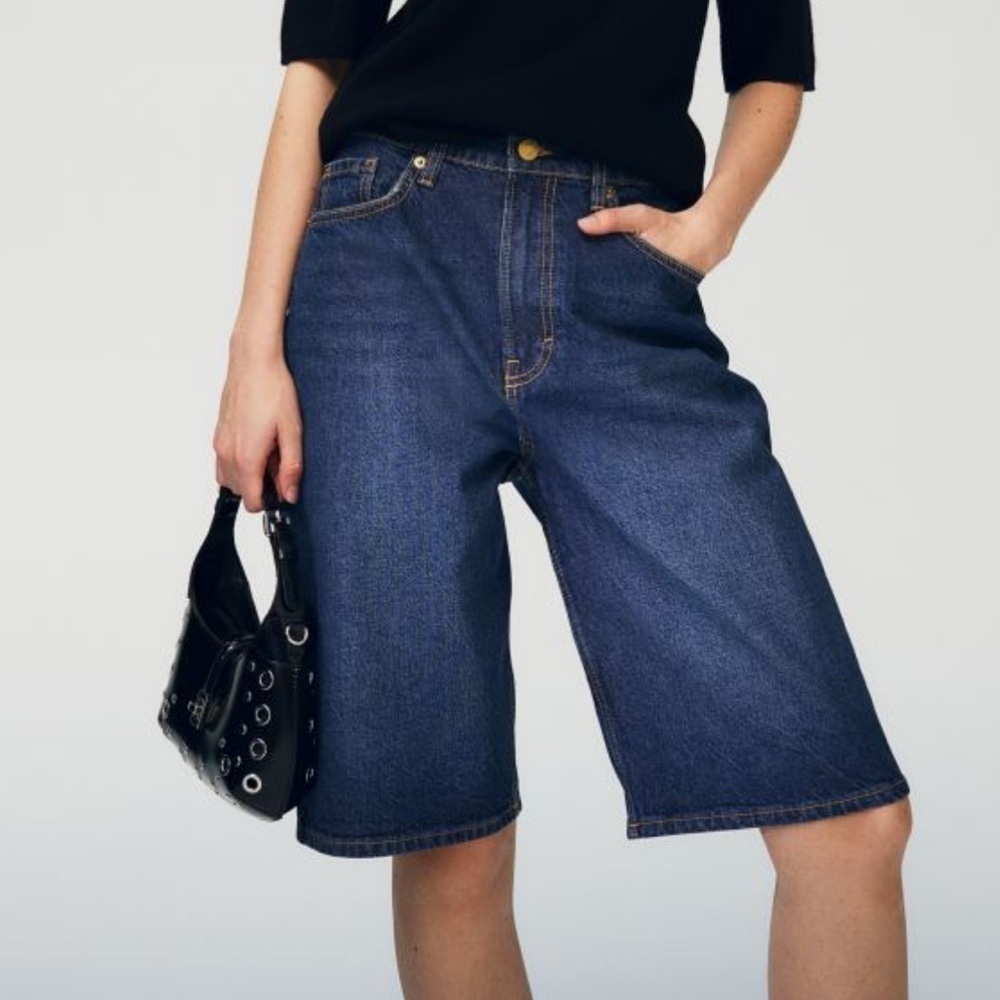 H&M Dark Blue Denim Bermuda Shorts